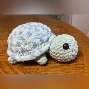 Handmade Pastel Green and Pastel Blue Crochet Turtle